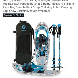 Blue and Black Snowshoes Set with Trekking Poles